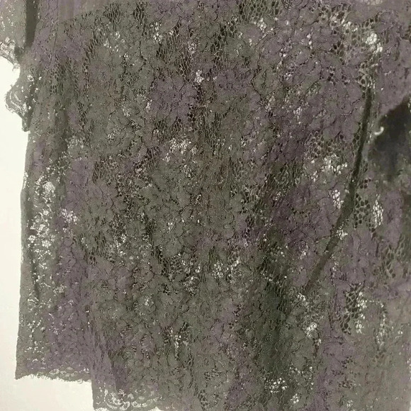 Torrid Black Chiffon Sheer Lace Crop Crew Neck Top 1 1X 14/16 - Picture 3 of 4